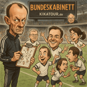 Trainer Merz bei der Teamaufstellung
