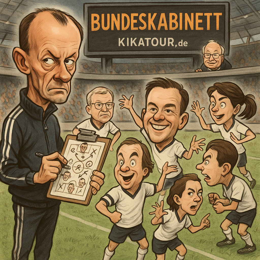 Trainer Merz bei der Teamaufstellung